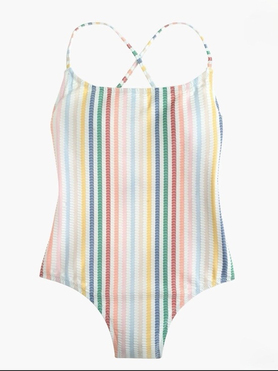 J. Crew Other - J.Crew Swimsuit rainbow stripe strappy back seersucker material Women’s 16